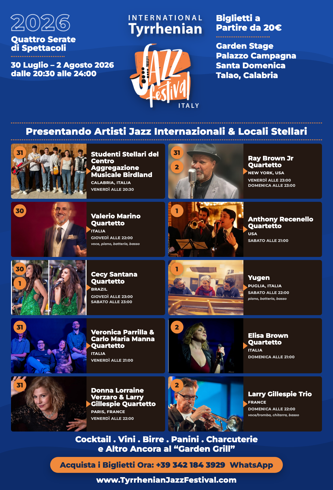 International Tyrrhenian Jazz Festival 2026 — 30 July to 2 August, full lineup